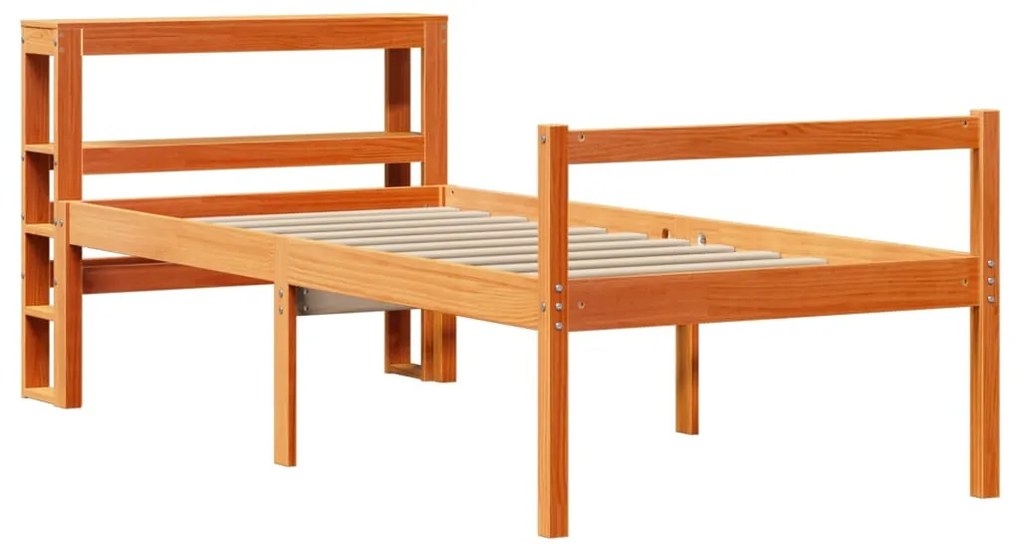 Estrutura cama c/ cabeceira 75x190 cm pinho maciço castanho-mel