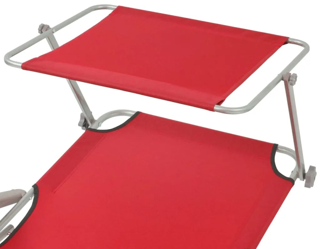 Espreguiçadeira com toldo aço vermelho