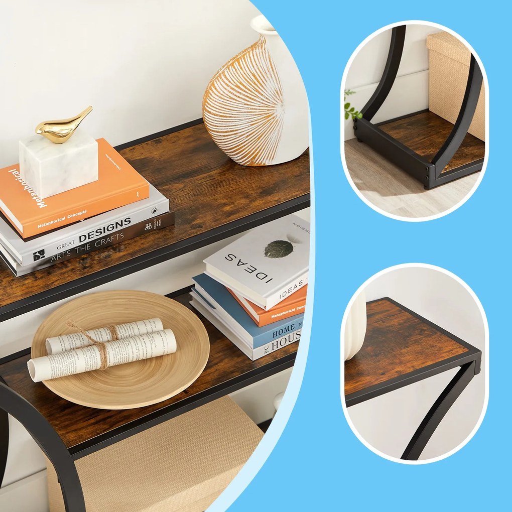 Mesa consola com pernas curvas 120 x 30 x 80 cm castanho Vintage-preto
