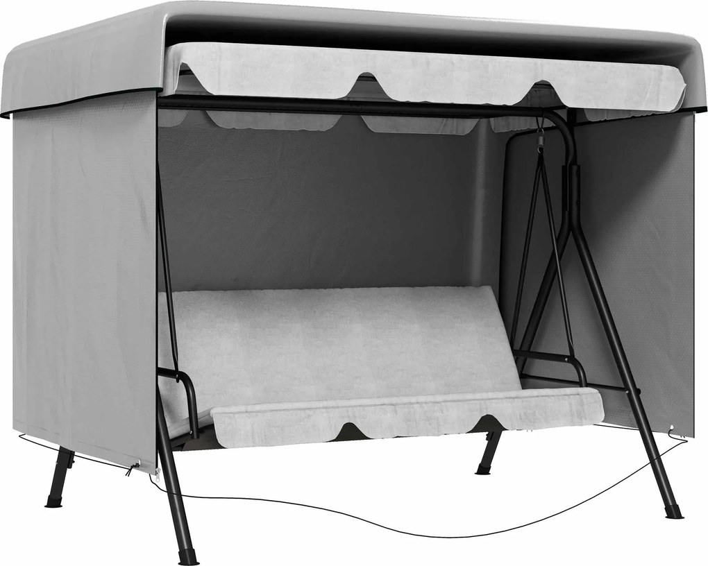 Outsunny Capa Protetora para Baloiço de Jardim de 3 Lugares 215x155x150 cm Cobertura para Móveis de Exterior Cinzento Claro | Aosom Portugal