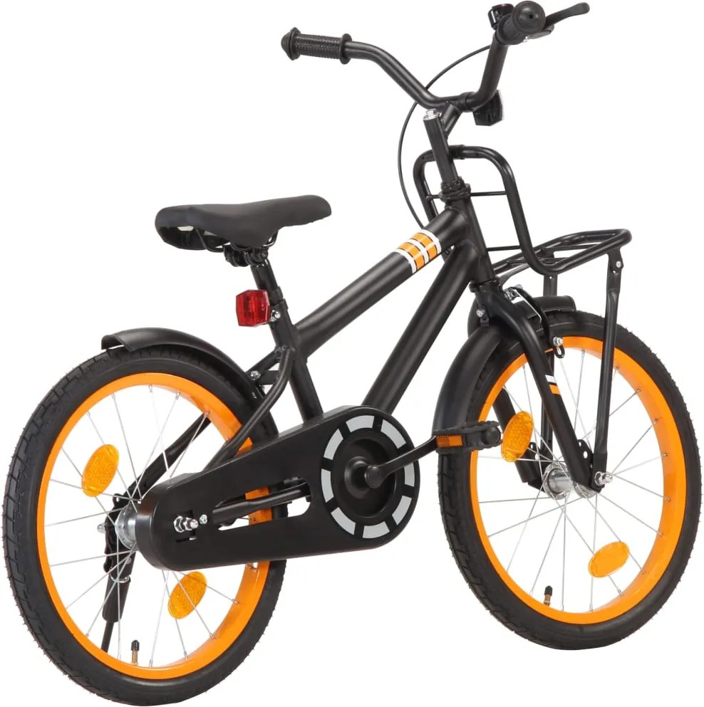 Bicicleta criança c/ plataforma frontal roda 18" preto/laranja