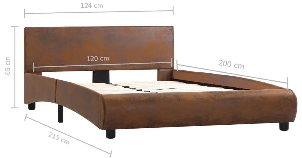 Estrutura de cama 120x200 cm couro artificial castanho