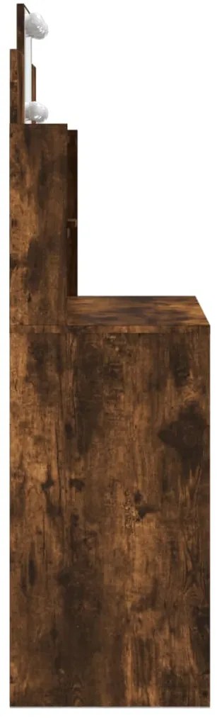 Toucador com luzes LED 96x40x142 cm carvalho fumado