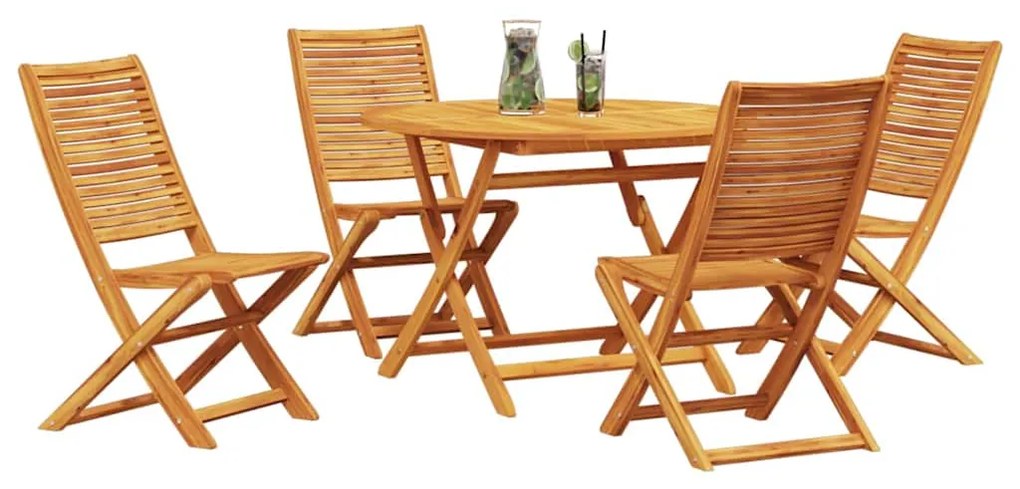 Conjunto de Móveis de Jardim Manual 5 pcs Madeira Natural