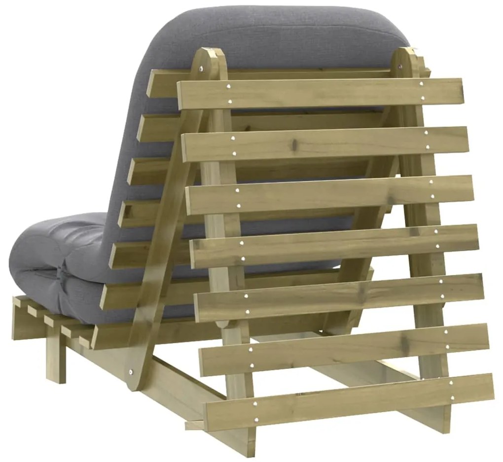 Sofá-cama futon c/ colchão 70x206x11cm madeira pinho impregnada