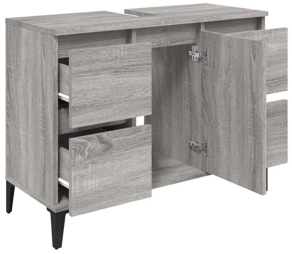 Móvel p/ lavatório 80x33x60 cm derivados madeira cinza sonoma