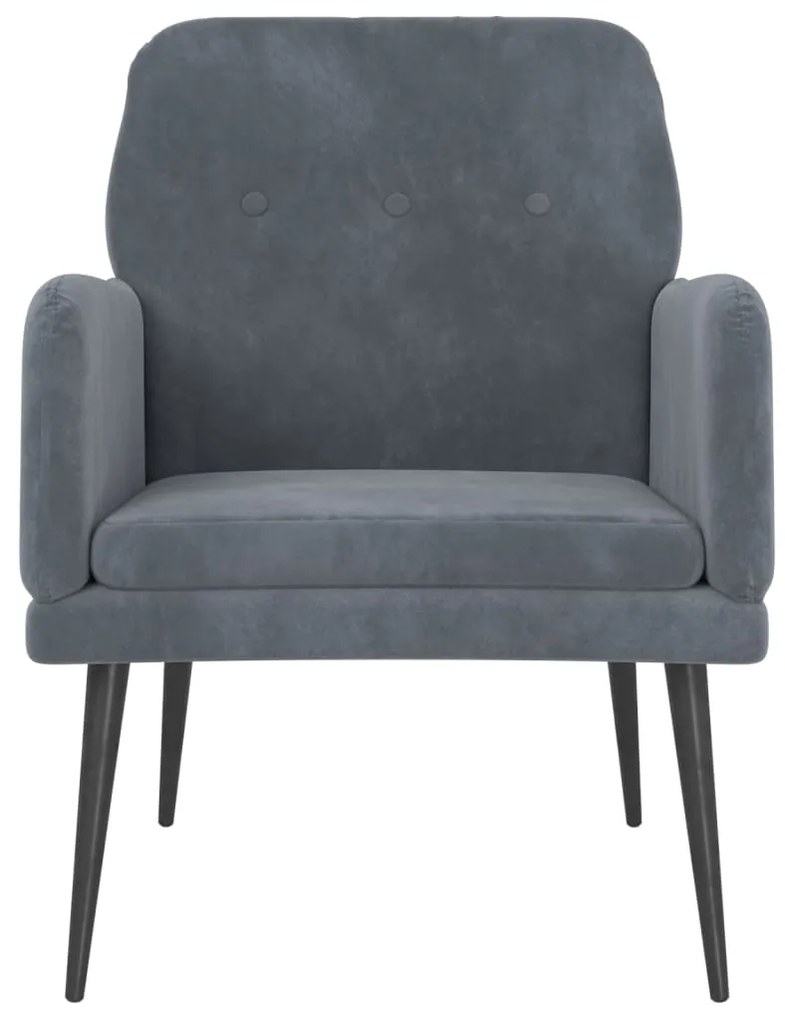 Cadeira c/ apoio de braços 62x79x79 cm veludo cinzento-escuro
