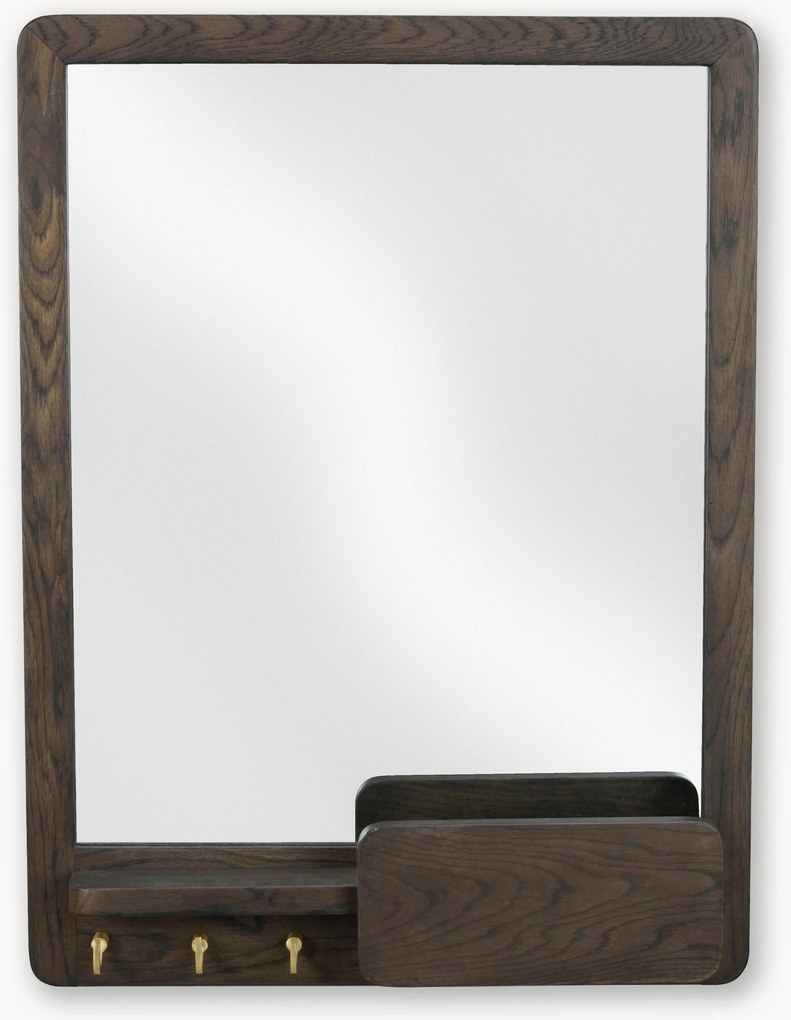 Espelho de parede com prateleira em madeira de carvalho Inverness