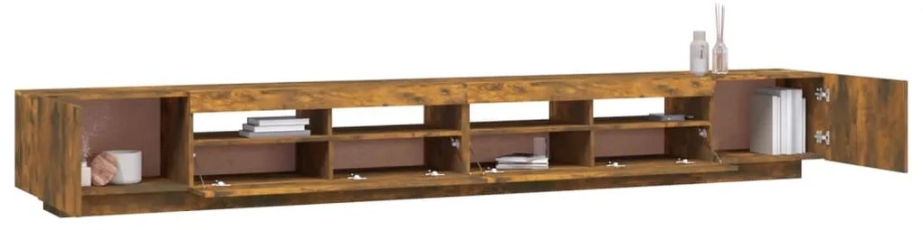 Conjunto móveis de TV 3pcs c/ LEDs madeira carvalho fumado