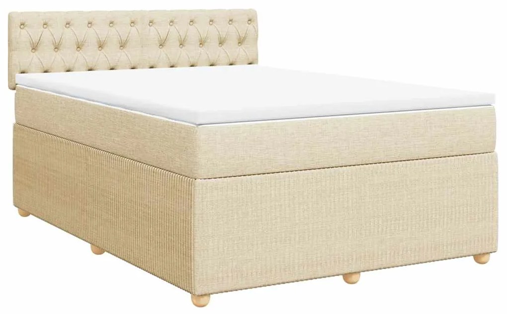 Cama com molas/colchão 160x200 cm tecido cor creme
