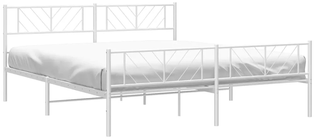 Estrutura de cama com cabeceira e pés 200x200 cm metal branco