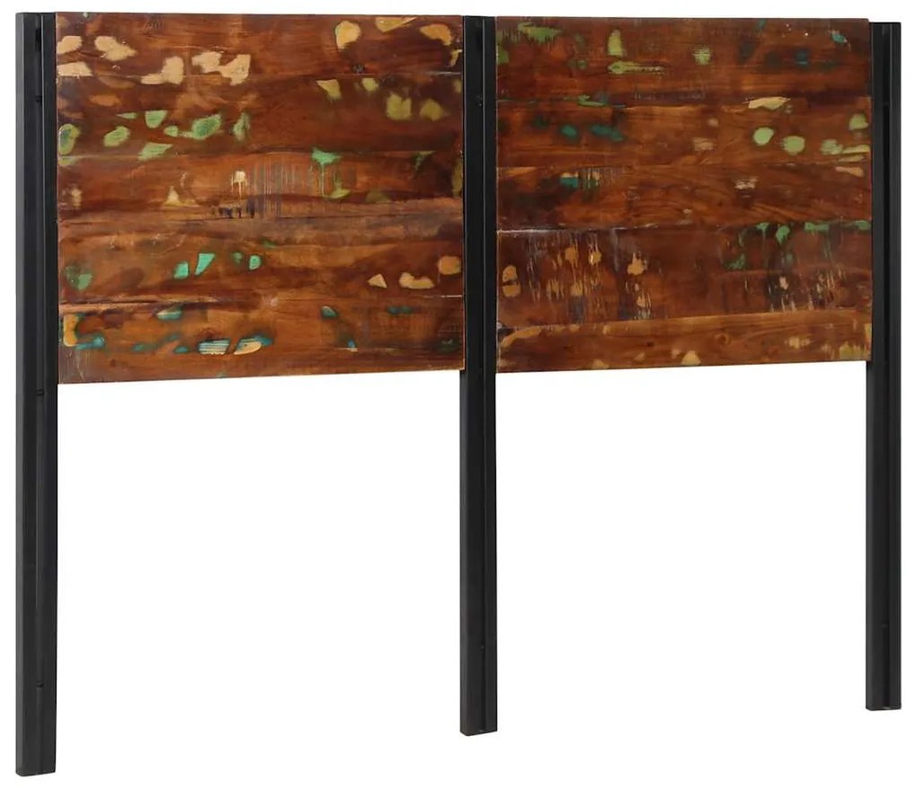 vidaXL Cabeceira de cama 140 cm madeira recuperada maciça/ferro