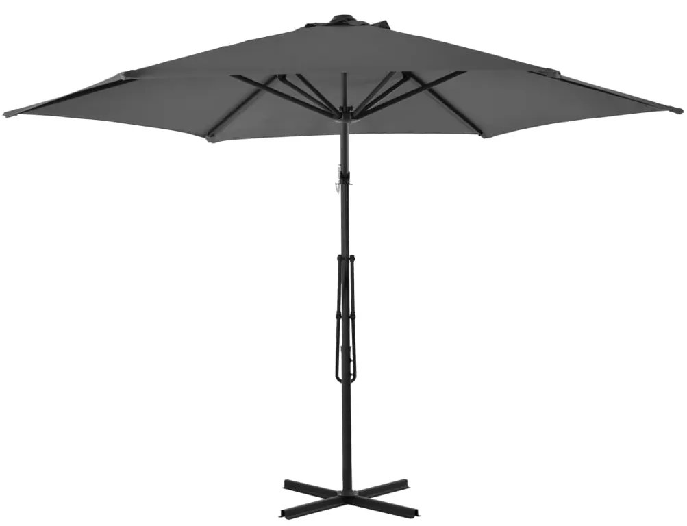 Guarda-sol de exterior com poste de aço 300 cm antracite