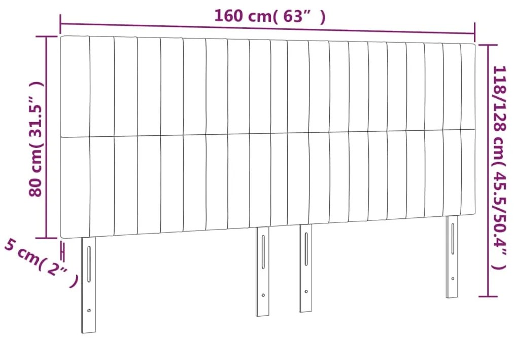 Cabeceira de cama c/ LED tecido 160x5x118/128 cm castanho