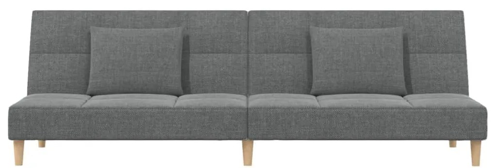 Sofá-cama 2 lugares com duas almofadas tecido cinzento-escuro