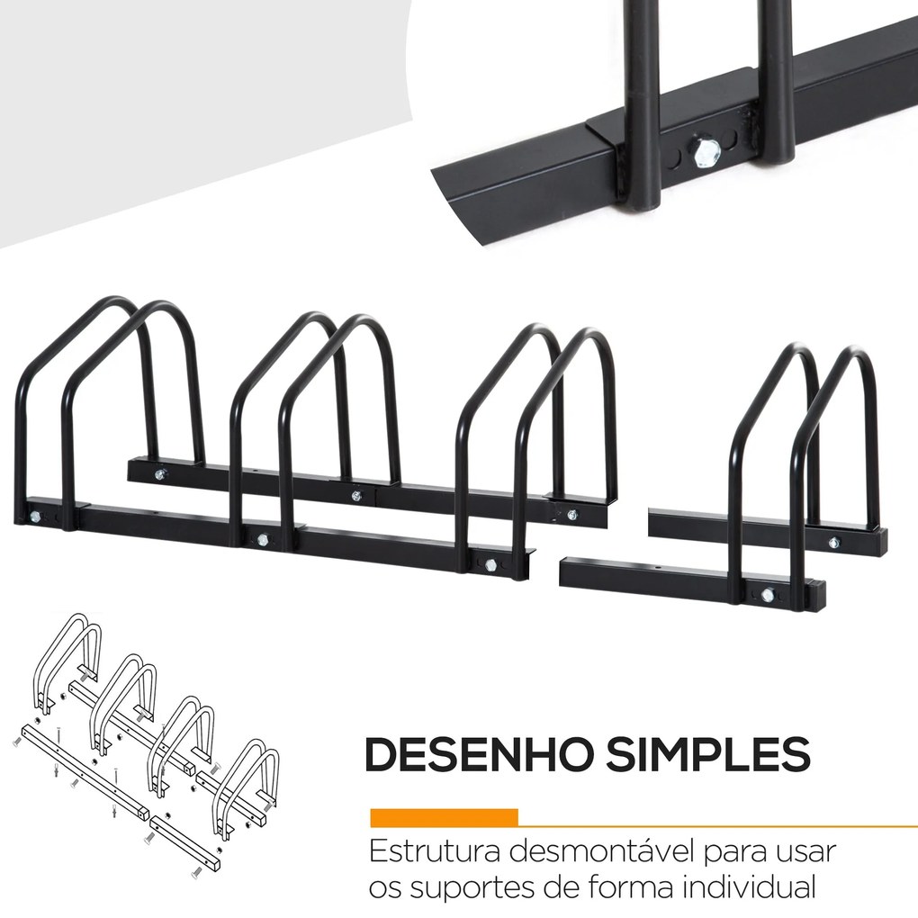 Estacionamento para 4 Bicicletas Suporte de Aço para Estacionar Bicicl
