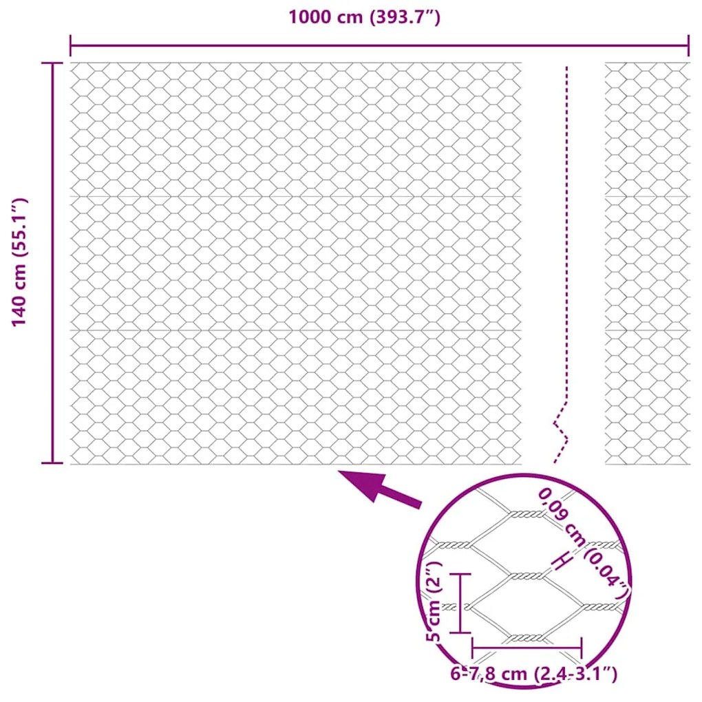 Cerca Hexagonal Cinzeto 1.4 x 10 m Aço