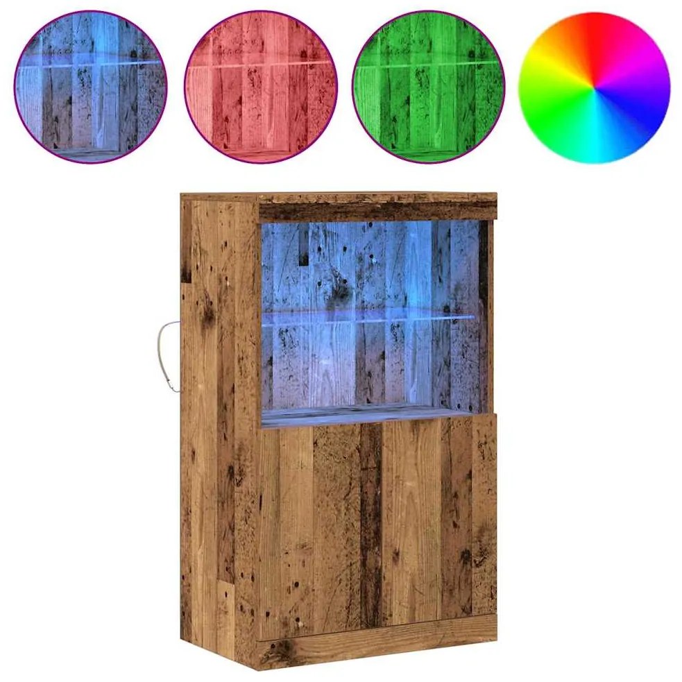 Sideboard vidaXL com Luzes LED Madeira Velha 60x37x100 cm