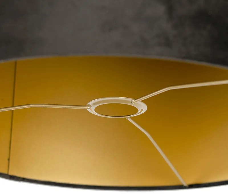 Abajur de veludo preto 40/40/40 com interior dourado