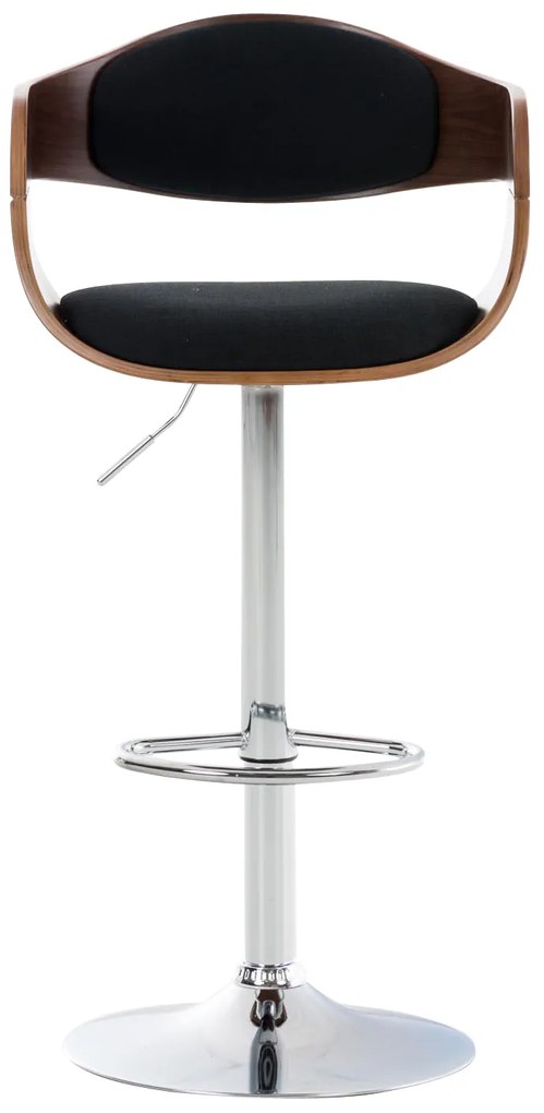 Banco de bar Kingston em tecido e com estrutura cromada 50 x 88-102 x 48 cm Preto + Cor Nogueira