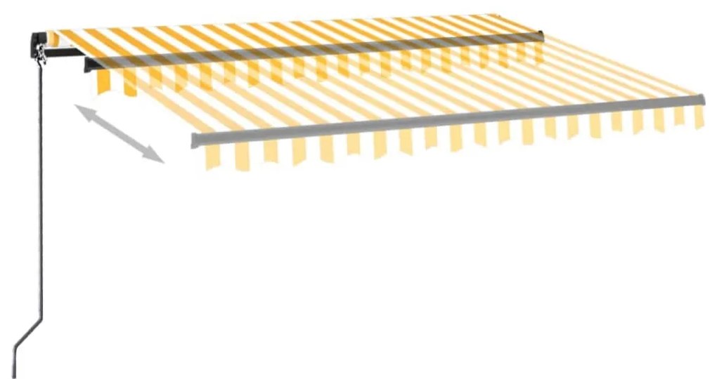 Toldo retrátil manual 350x250 cm amarelo e branco