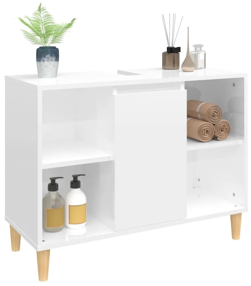 Móvel p/ lavatório 80x33x60 cm deriv. madeira branco brilhante