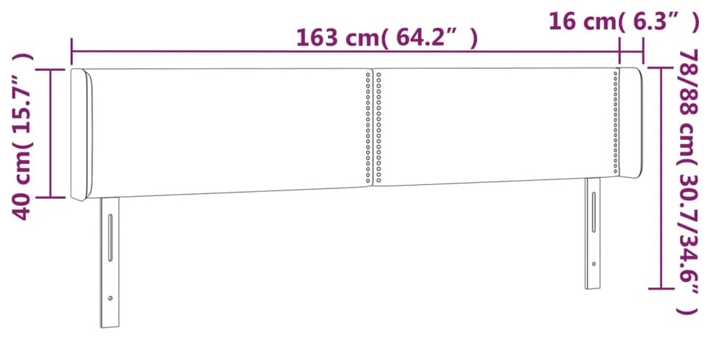 Cabeceira de cama c/ abas couro artificial 163x16x78/88cm creme