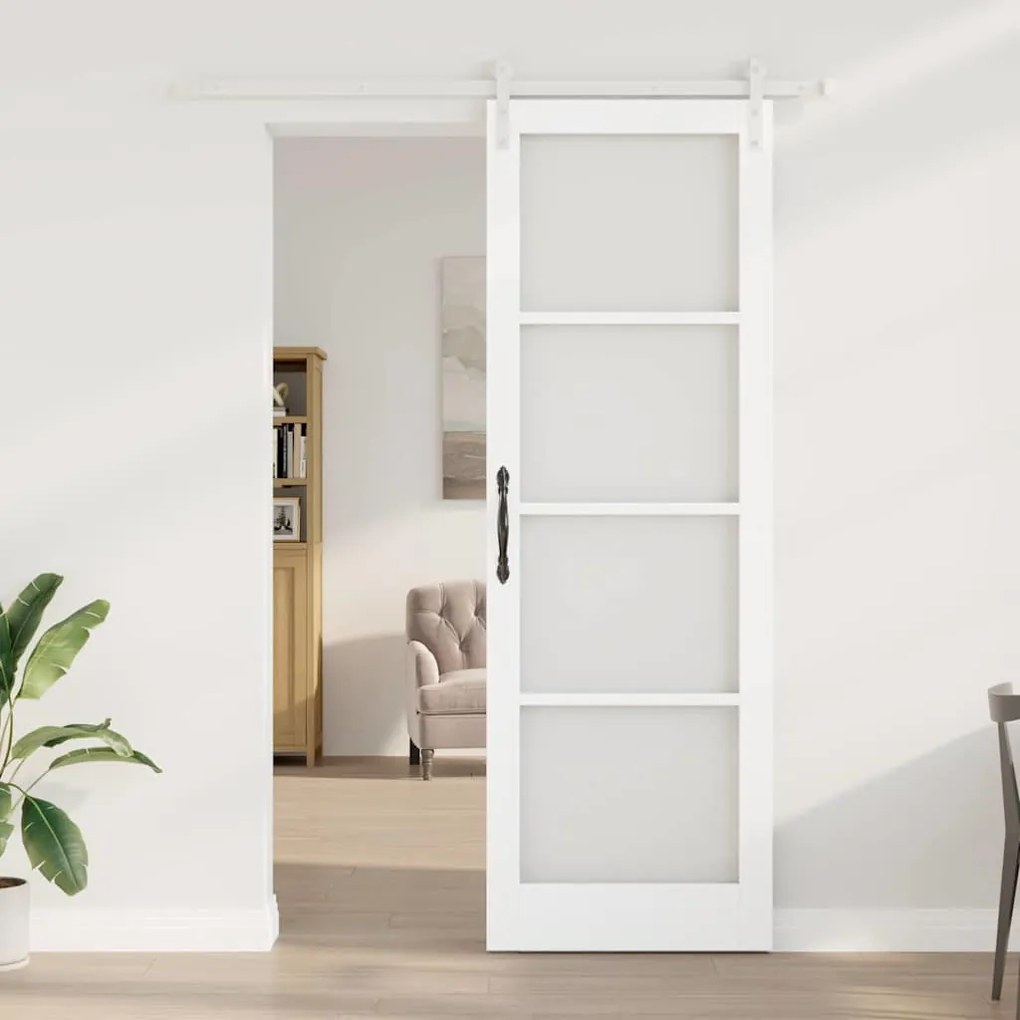 Porta Deslizante com Conjunto de Ferragens 'ORKDAL'Branca Madeira Sóli