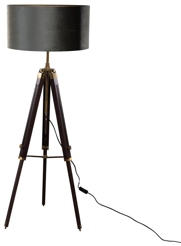 Vloerlamp messing tripod met velours kap groen 50cm - Cortin Clássico / Antigo,Rústico