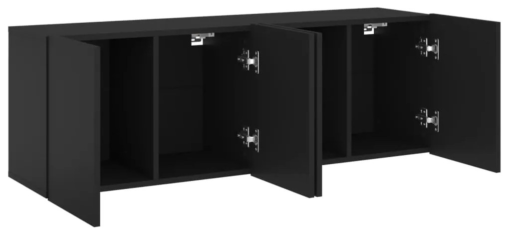 Móveis de parede para TV 2 pcs 60x30x41 cm preto