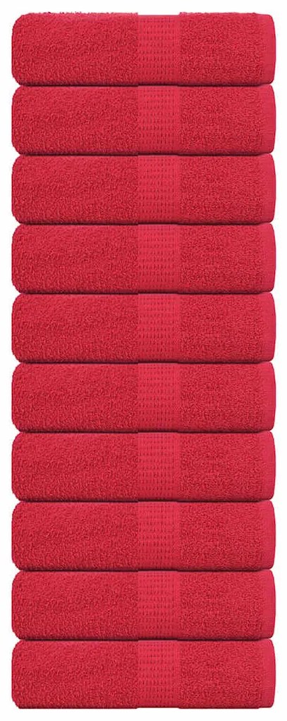 Toalhas de mãos 10 pcs 30x30 cm 360 g/m2 100% algodão vermelho