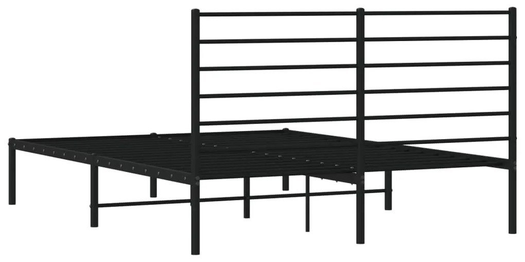 Estrutura de cama em metal com cabeceira 150x200 cm preto