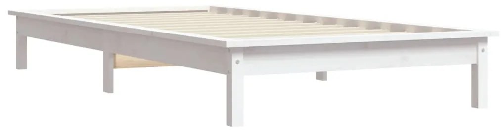 Estrutura de cama de solteiro 90x190 cm pinho maciço branco