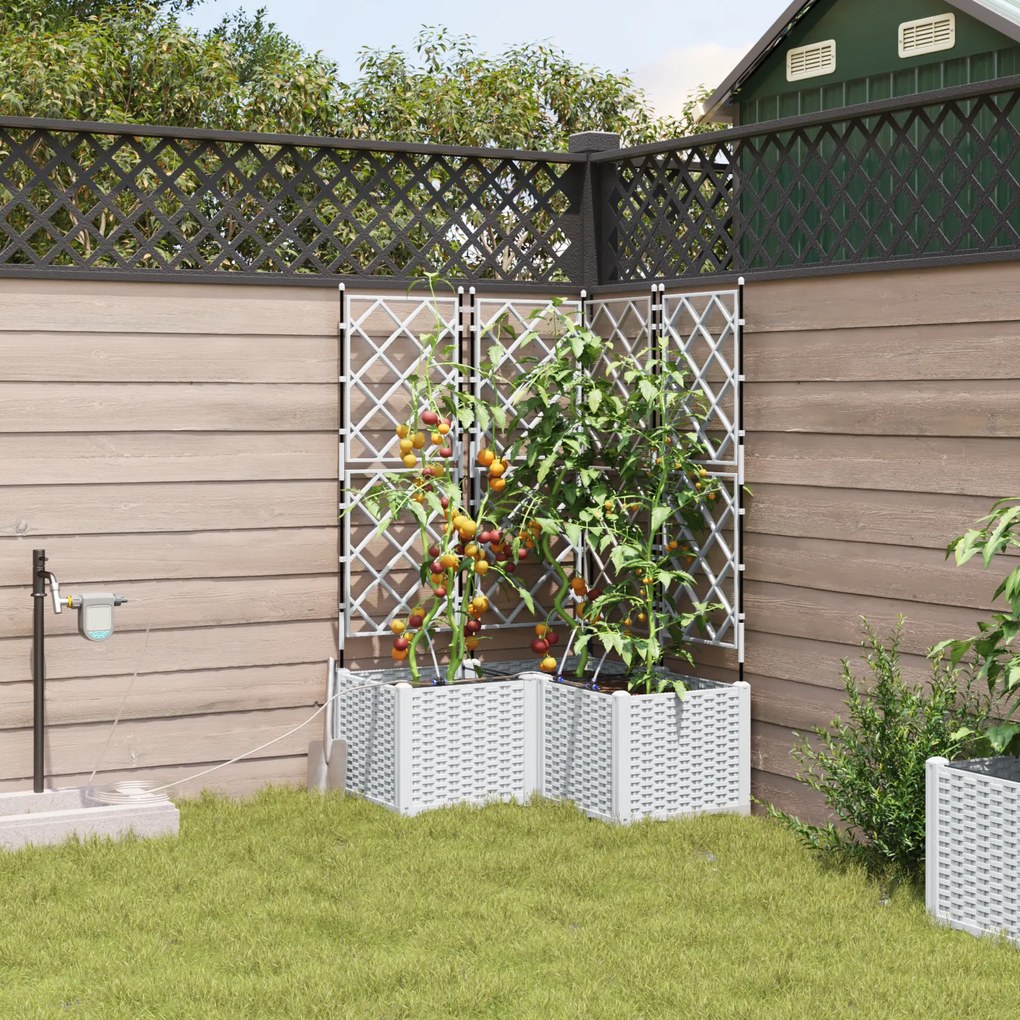Jardineiras com Sistema de Irrigação 3 pcs Branco