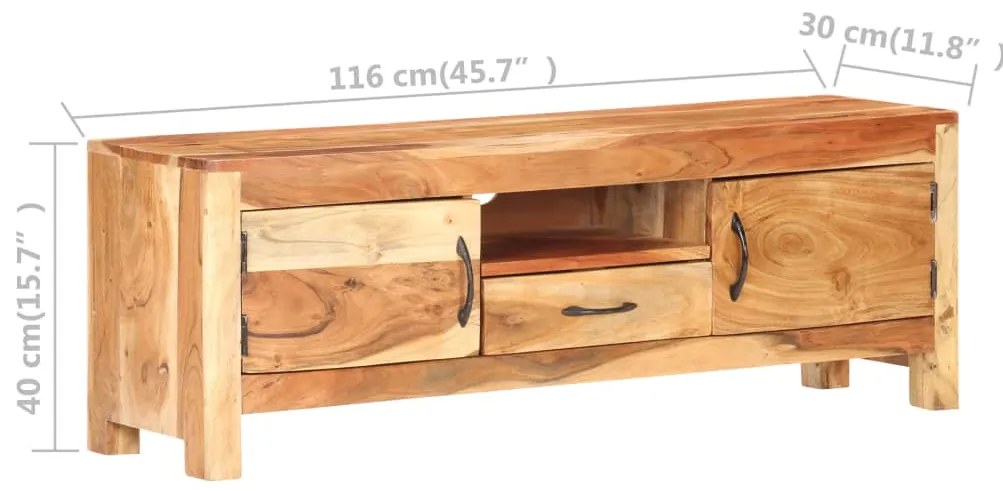 Móvel de TV 116x30x40 cm madeira de acácia maciça