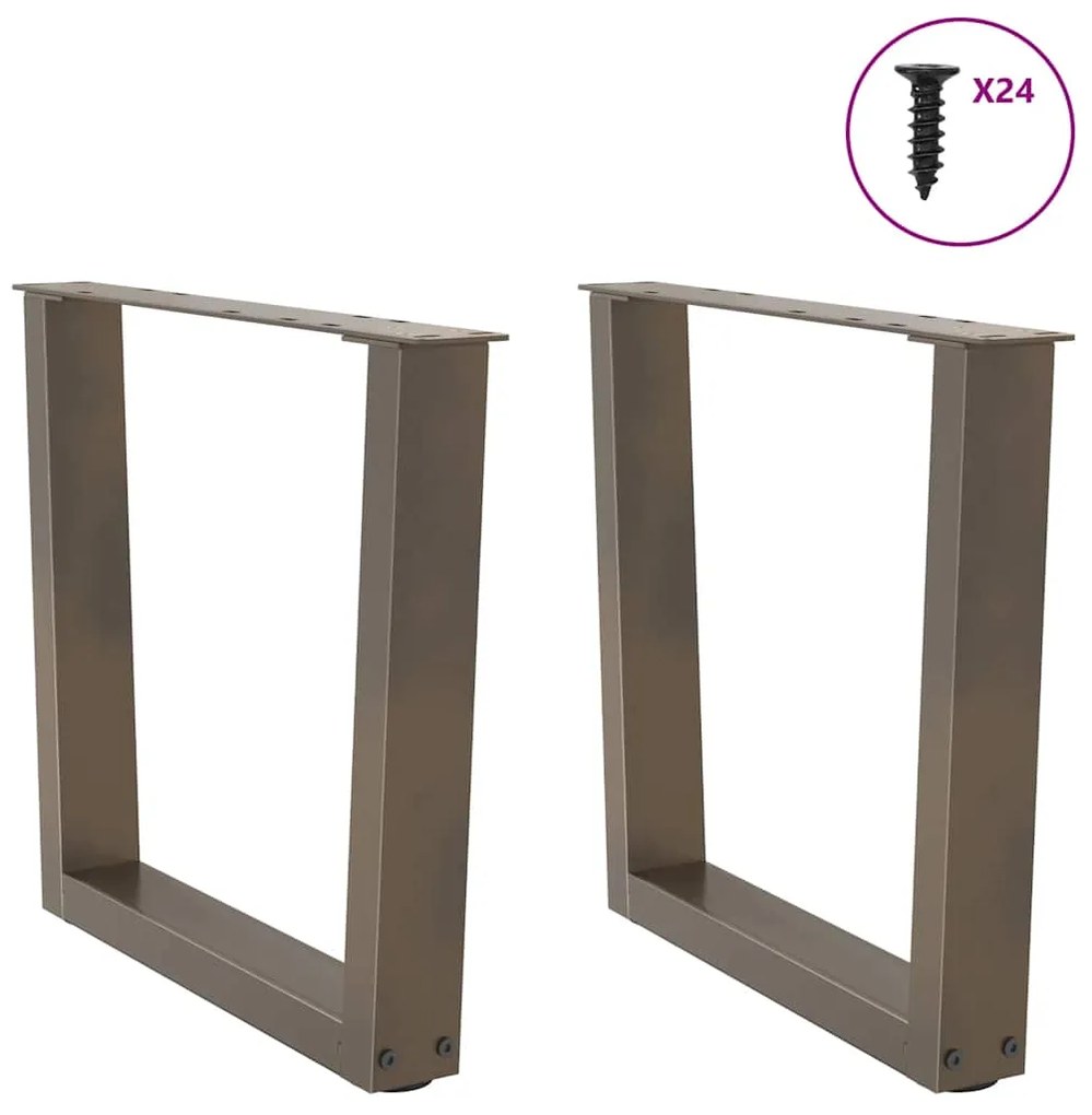 Mesa de jantar pernas 2 pcs forma V 50x(42-43,3) cm aço natural