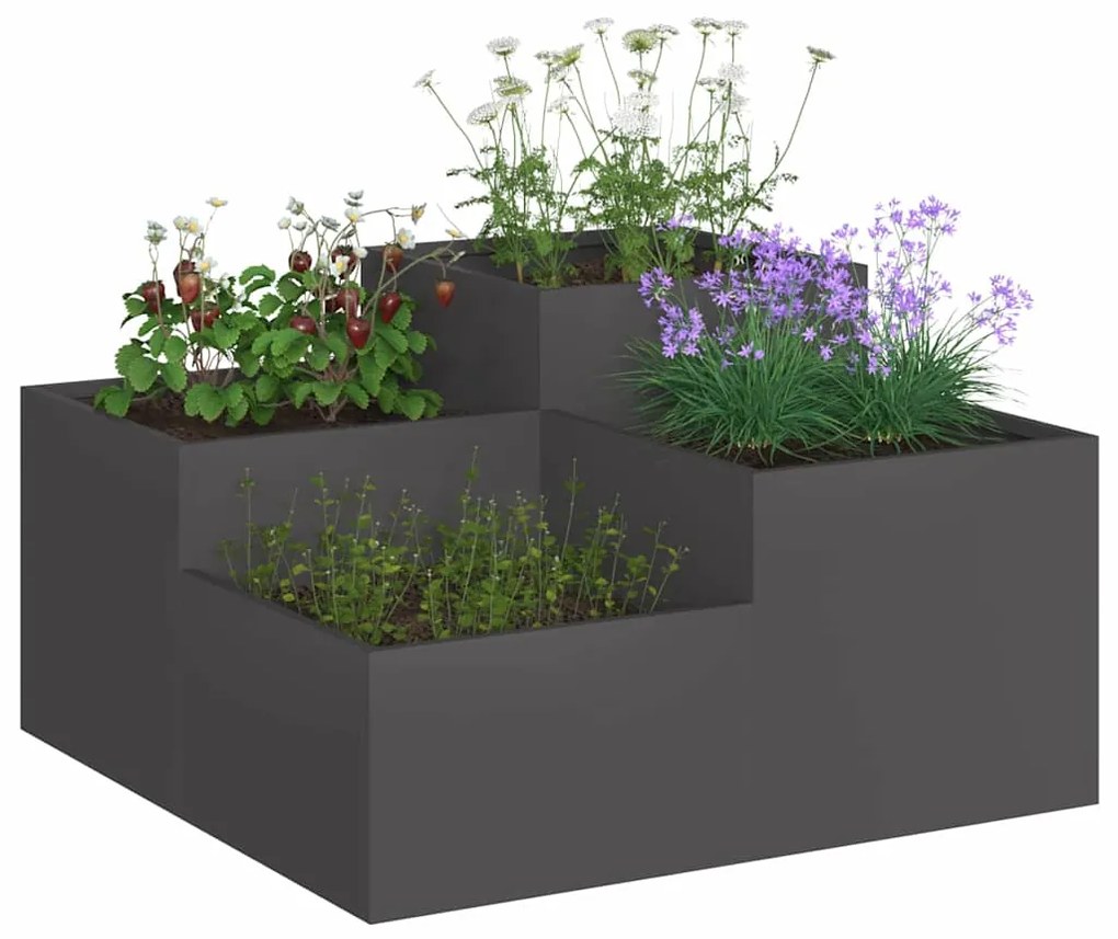 Jardineira vidaXL 80x80x48 cm Aço Preto
