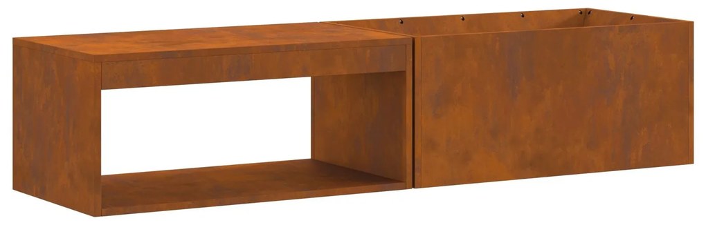 Fogueira vidaXL com Armazenamento de Toras 160x45x35 cm Aço Envelhecid
