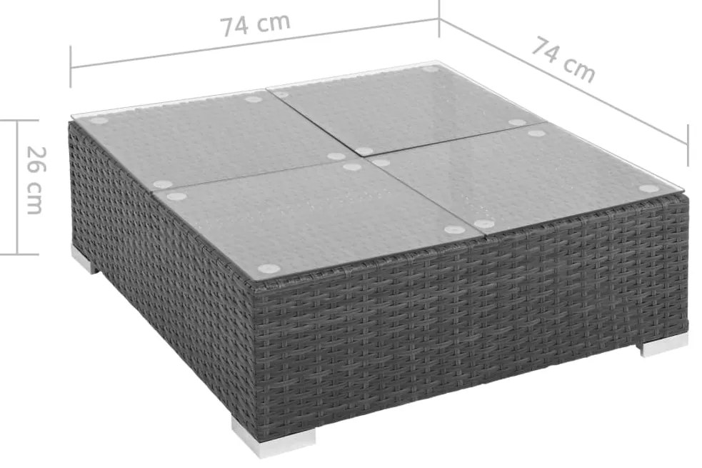 7 pcs conjunto lounge de jardim c/ almofadões vime PE preto