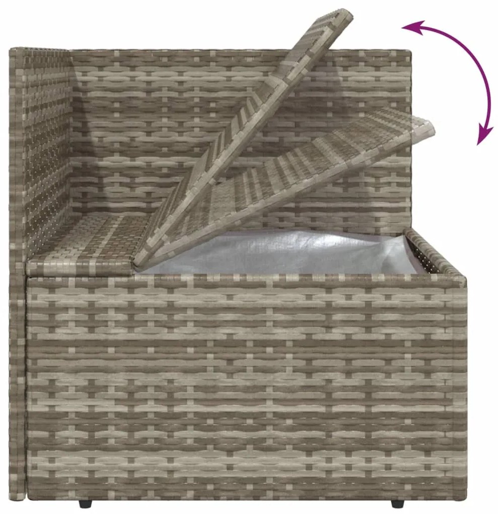 5 pcs conjunto lounge de jardim c/ almofadões vime PE cinzento