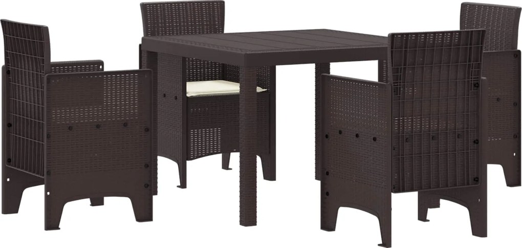 vidaXL Conjunto de Jantar para Jardim 5 pcs Castanho Polipropileno