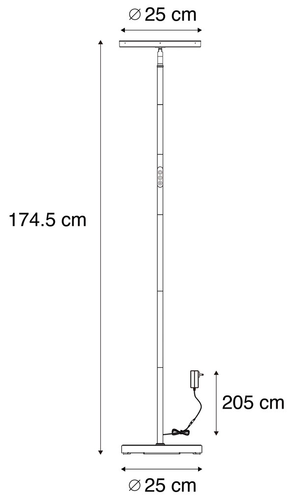 Candeeiro de pé moderno preto com LED regulável RGB com controlo remoto - Sjors Moderno