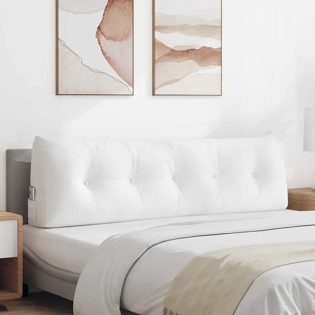 vidaXL Travesseiro para Costas Branco 160 x 24 x 50 cm tecido