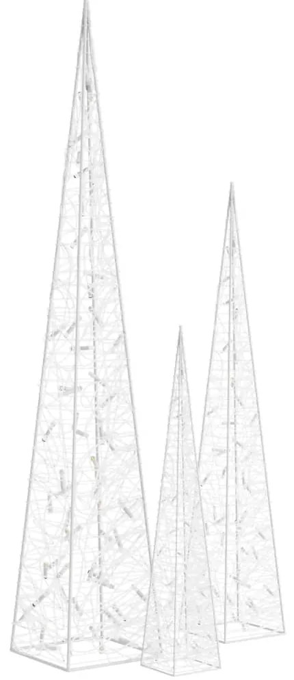 Conj. cones decorativos c/ LEDs azuis acrílico 60/90/120 cm