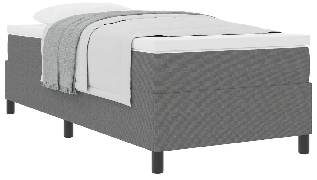 Cama Box Spring com Colchão - Cinza Claro, Solteiro, Tecido de Corduro