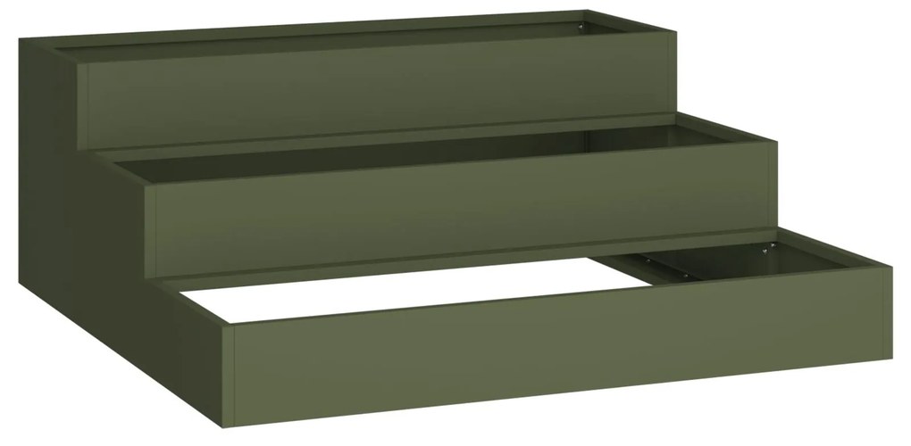 Vaso de Jardim 3 Andares 90x90x35 cm Verde Oliva Aço