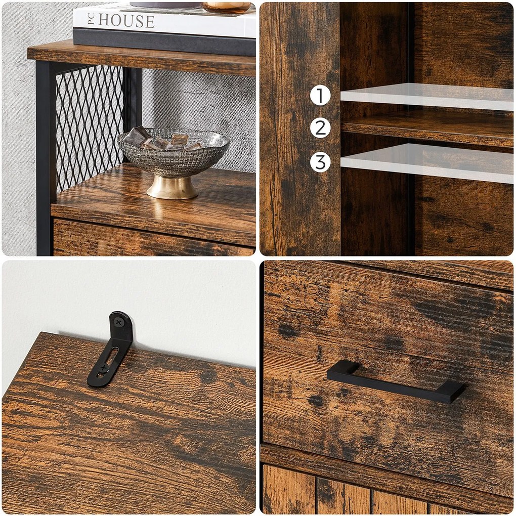 Armário de arrumação com gaveta 108 x 60 x 30 cm Castanho Vintage-Preto