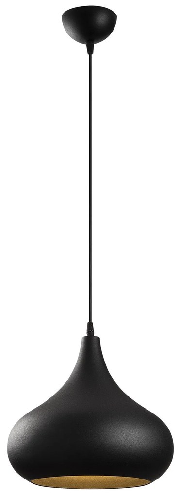 Candeeiro de Teto Saglam – Preto e Ouro – Diâmetro 30 cm x Altura 126