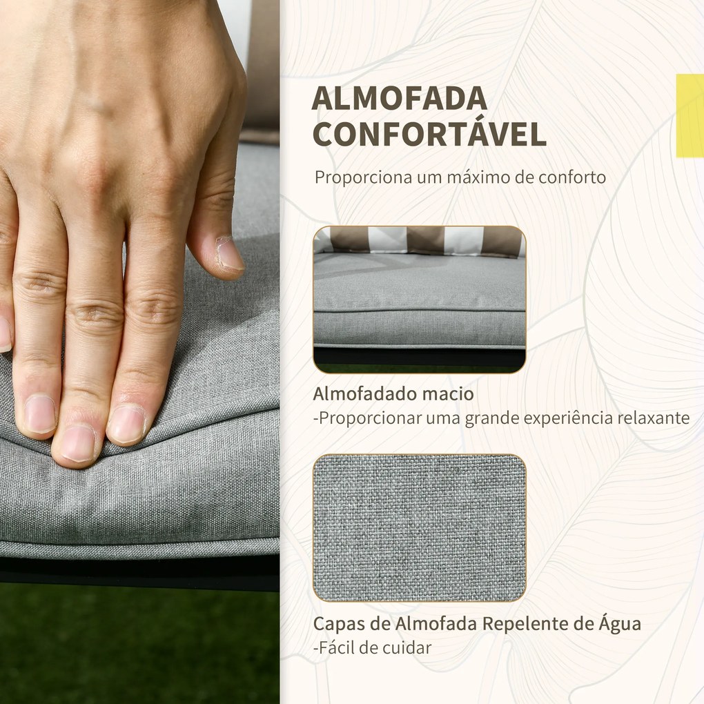 Outsunny Conjunto de Poltronas e Mesa de Centro de Vime 3 Peças Conjunto de Móveis de Vime com Almofadas Acolchoadas e Estrutura de Aço para Varanda Pátio 46x46x48cm e 59x71x80cm Marrom Claro