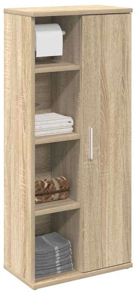vidaXL Móvel p/ casa de banho c/ suporte rolos 39x22x90 cm cor sonoma